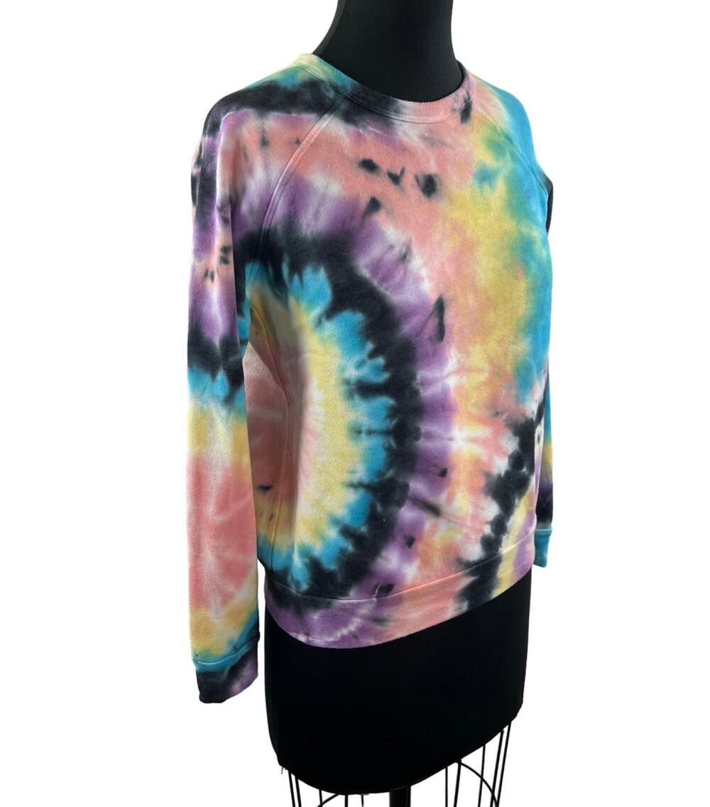 MOTHER The HUGGER Swirling Secrets Black Pink Sweatshirt Tie Dye Size X-Small